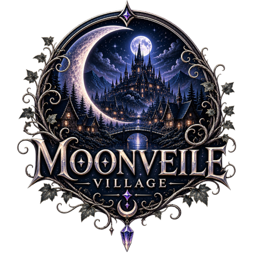 Moonveile Village – ein Schloss im Mondlicht, eingefasst von silbernen Ranken